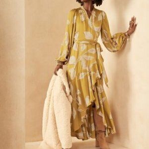 Banana Republic Floral Satin Wrap Dress